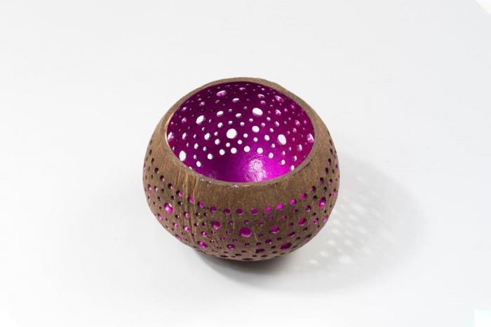 Coconut tea light holder - pink